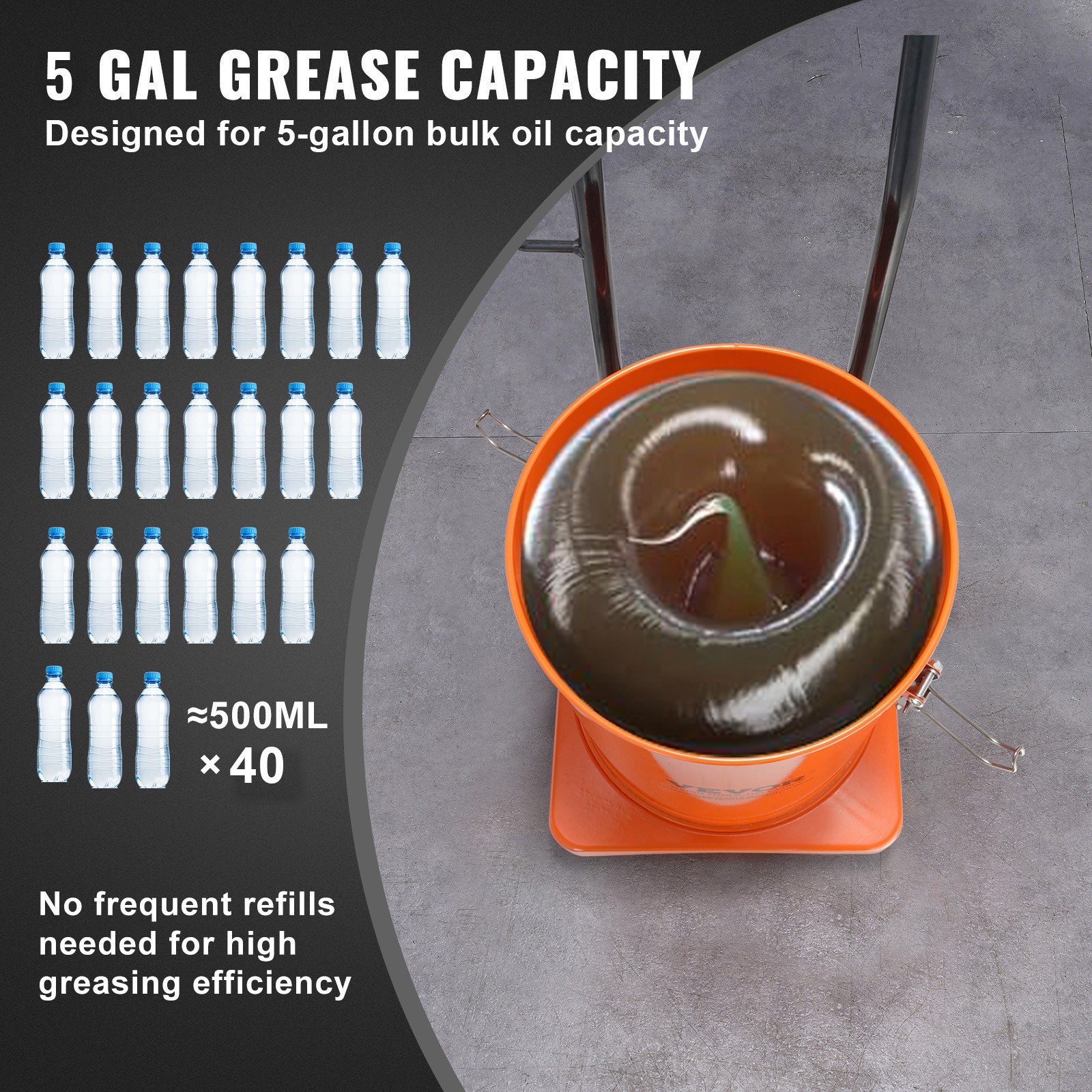 VEVOR Grease Pump Air Operated Grease Pump 5 Gallon 13 ft Hose Grease Bucket