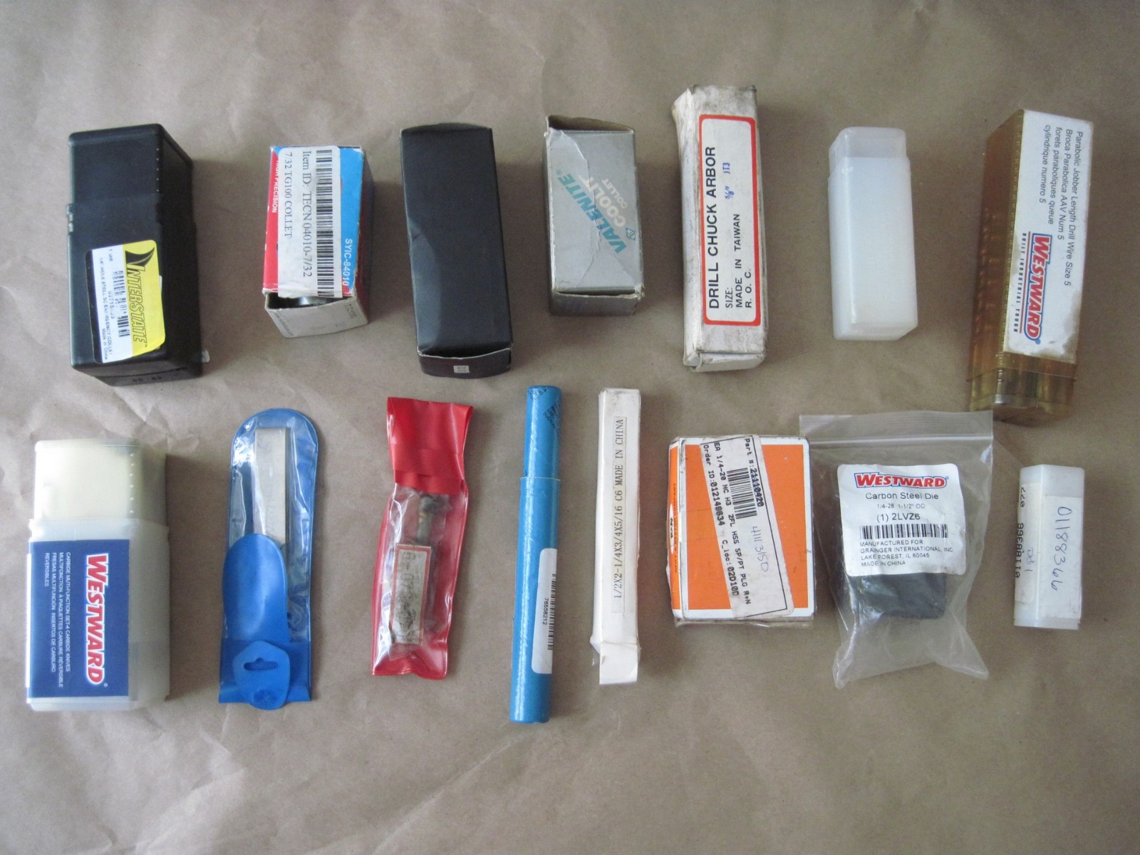Lot of 15 Machinist Tools – Collets, Drills, Taps, Boring Bars, Die