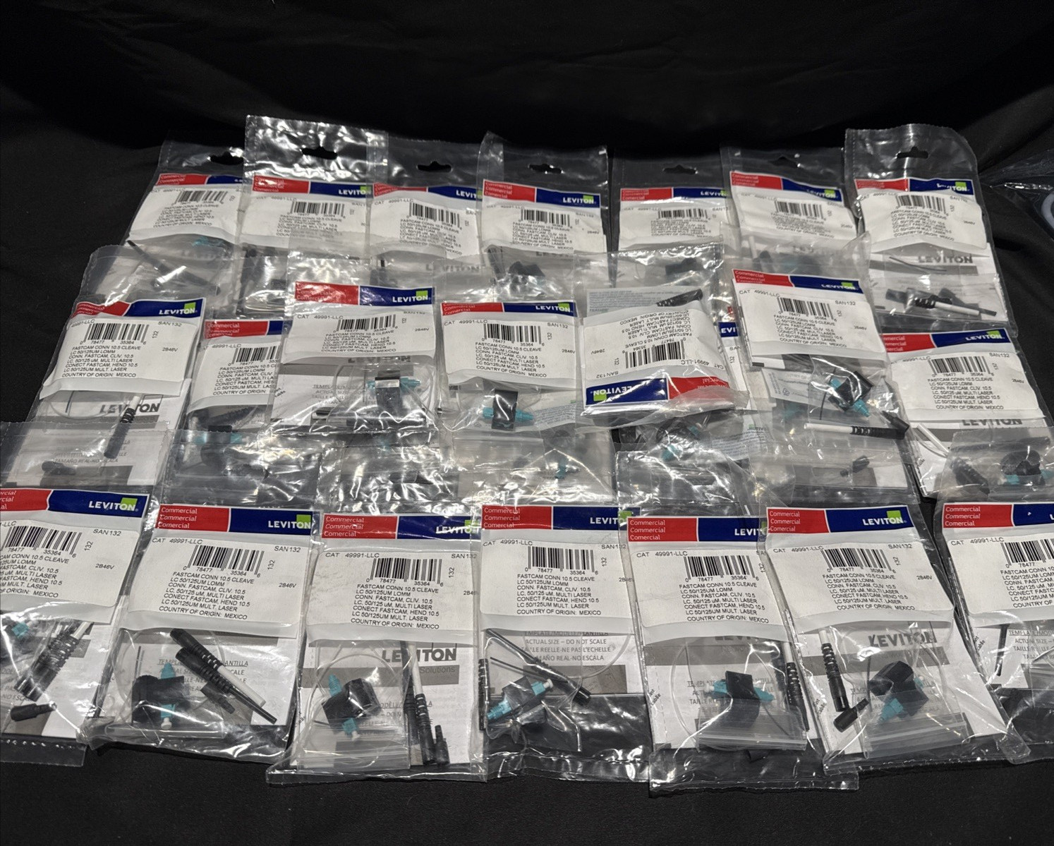 Leviton 49991-LLC FastCAM LC OM3/OM4 Fiber Connector Aqua | Lot of 25