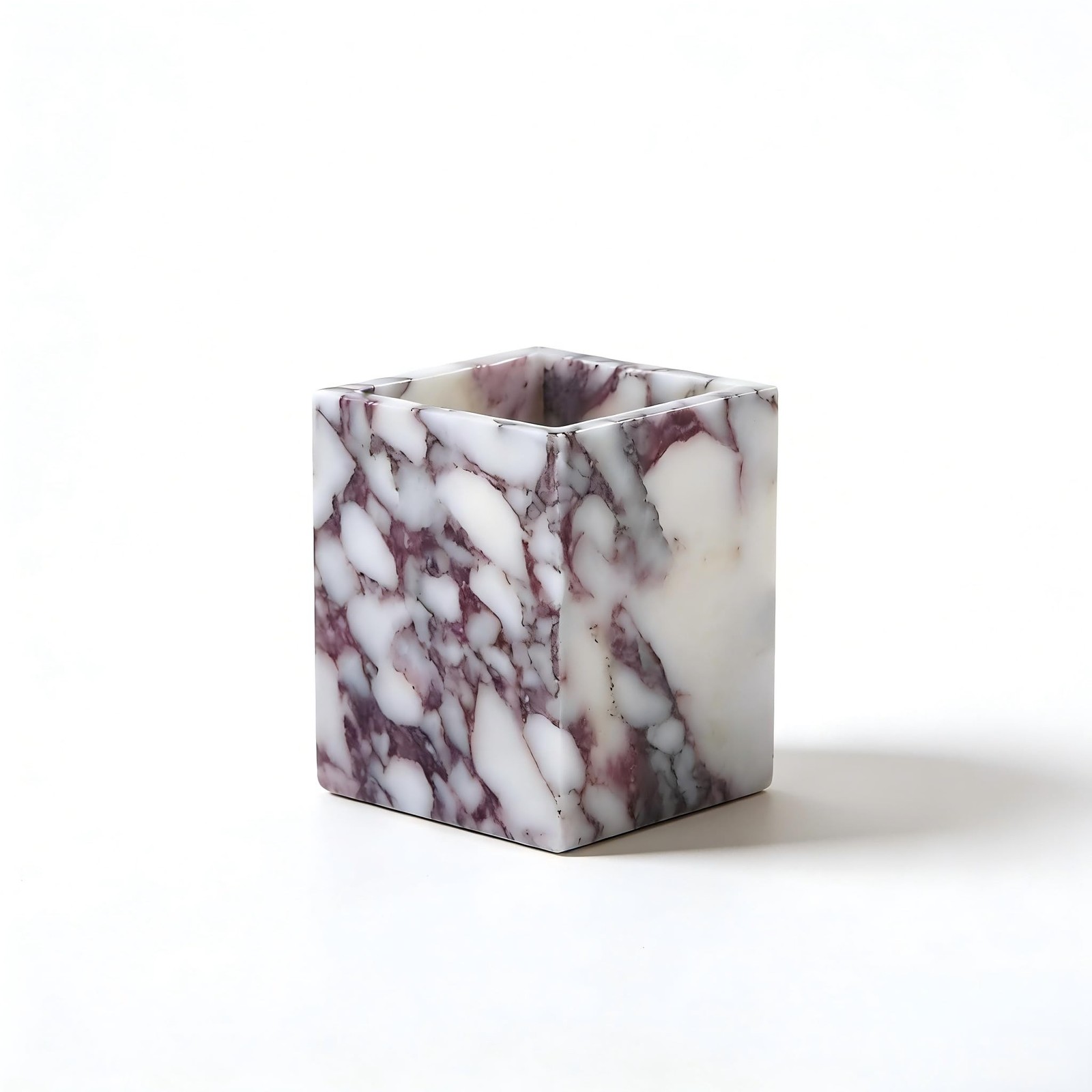 Marble Pen Holder, 3.19 in Square Pencil Cup | Natural marble pencil cup for …