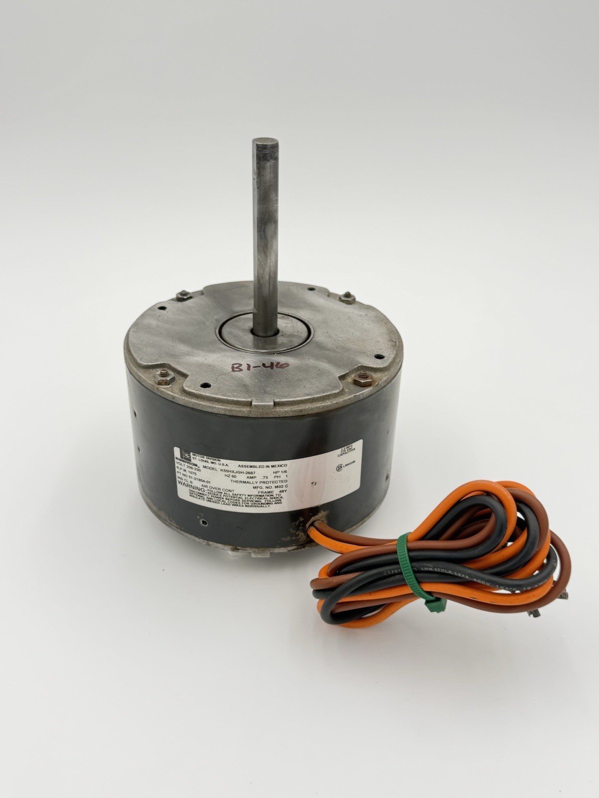 Emerson K55HXJGH-2667 Condenser Motor 51-21854-01 1/6HP 208/230V used #B1-46