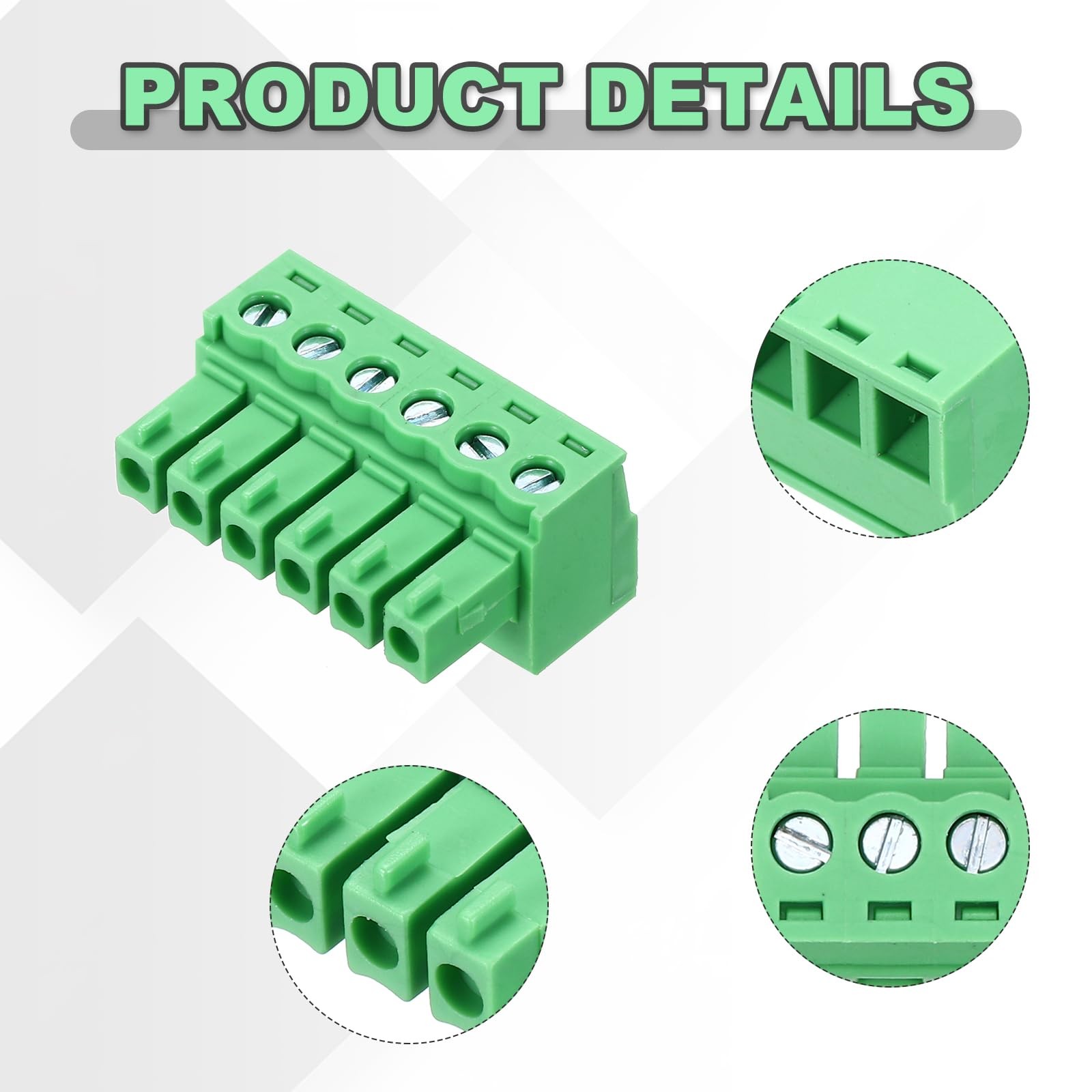 10PCS 6-Pin PCB Mount Screw Terminal Block Connectors 3.81mm/0.15inch Pitch C…