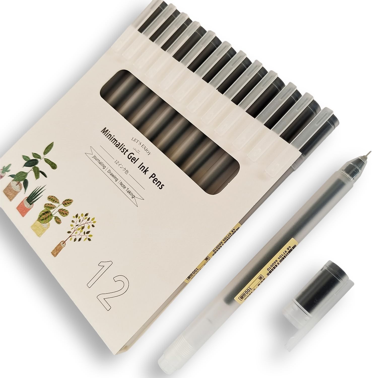 Japanese Minimalist Style Black Ink Gel Pens,0.38Mm Extra Fine Point Gel Ink Rol