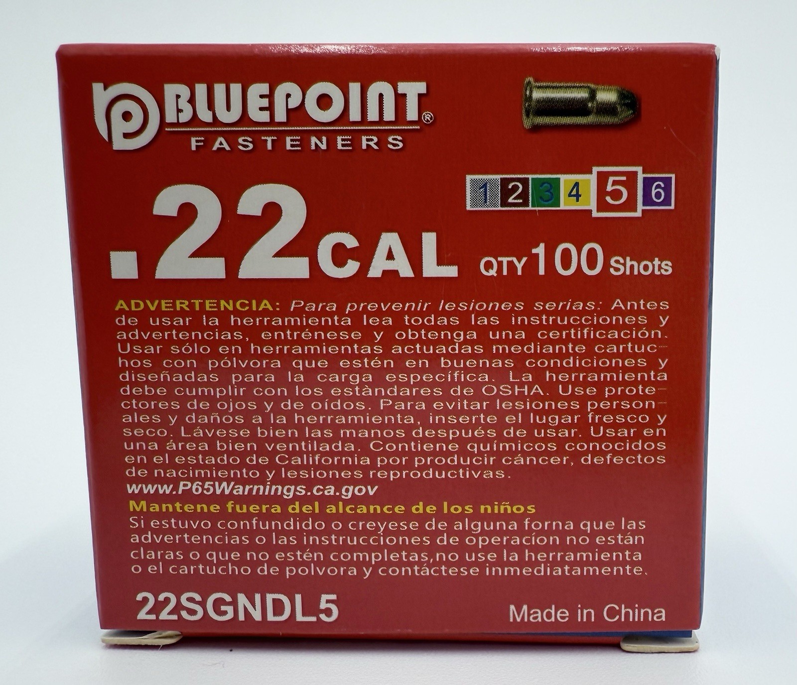 Bluepoint 22SGNDL5 Red .22 Caliber Neck Down Single Shot Powder Loads