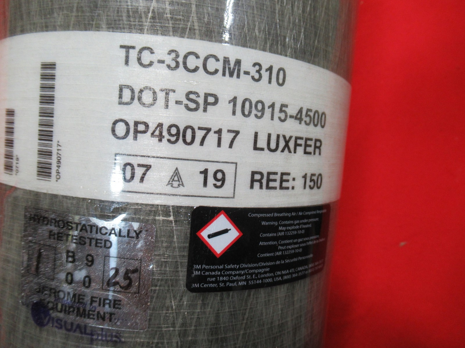 SCOTT 4500 PSI 60 Minute Air Cylinder DOM 07/2019 SCBA RIT CURRENT HYDRO 2025
