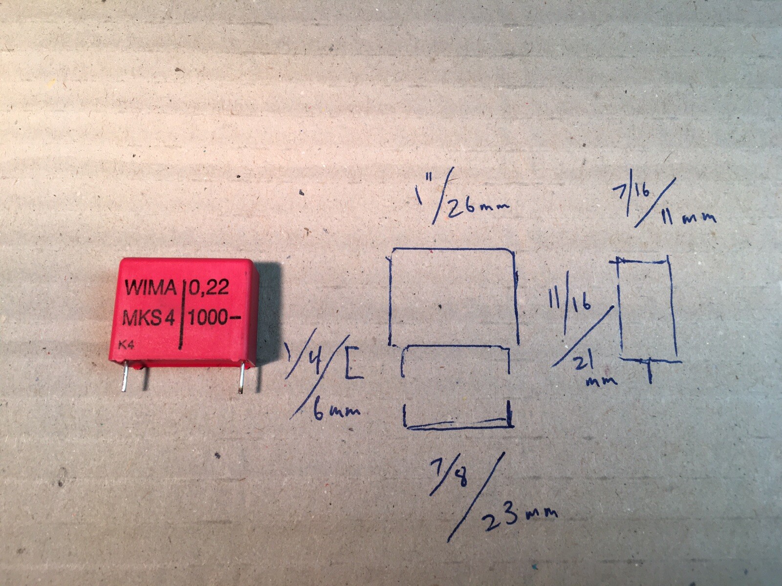 10 WIMA 0.22uF Film Capacitors 1,000v MKS4 1kv 220nF 0.22MFD Caps New & Tested!