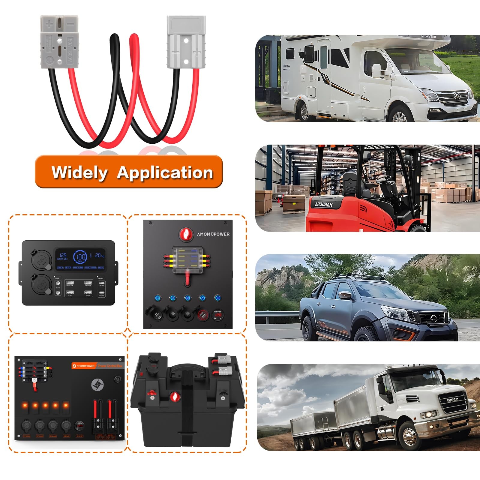 50 A 600 V Battery Quick Connector with Dual Anderson Connector Plug 6 AWG 120cm
