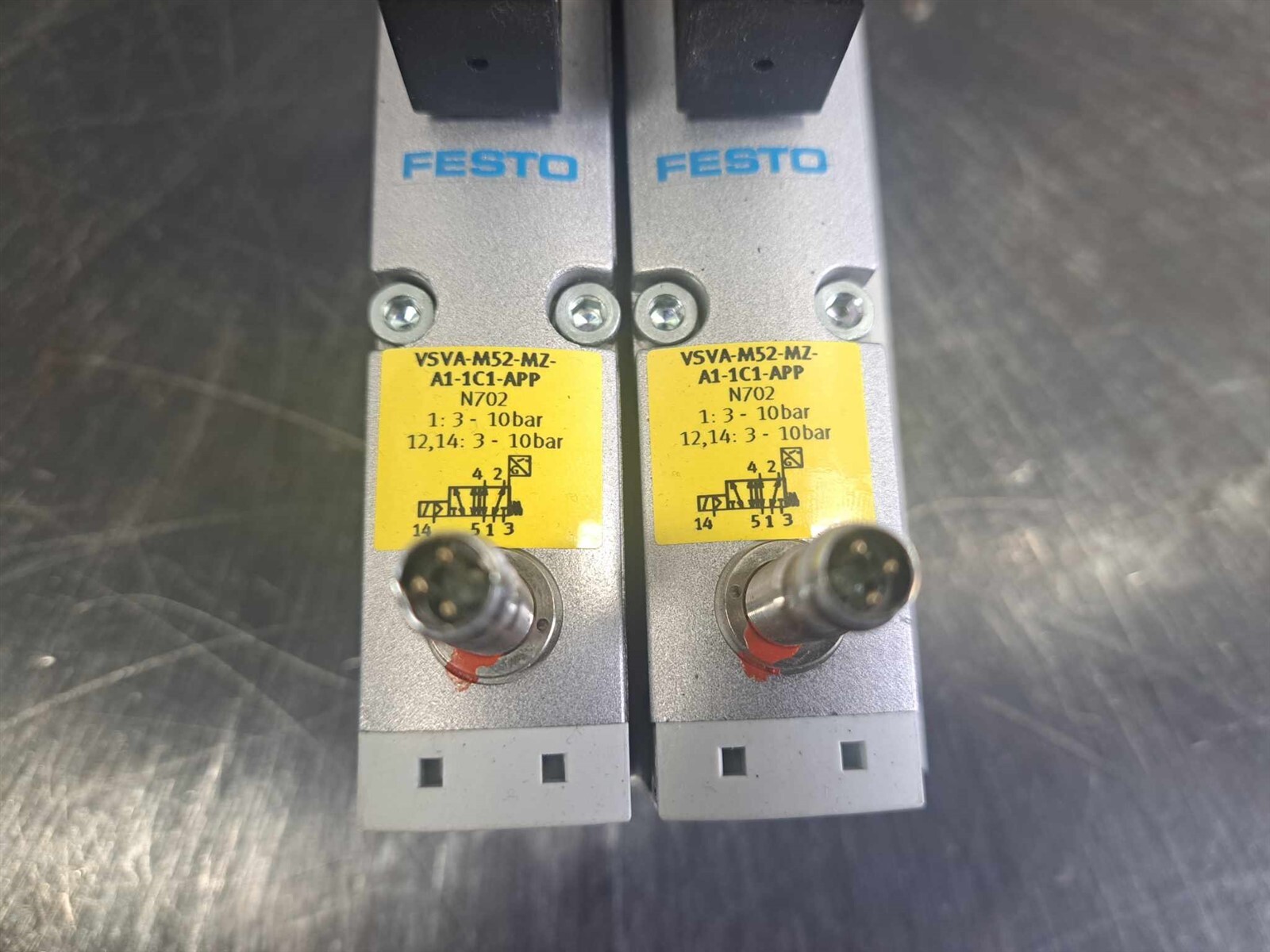 Festo Block Assembly w/ (2) Solenoid Valves VSVA-M52-MZ-A1-1C1-APP