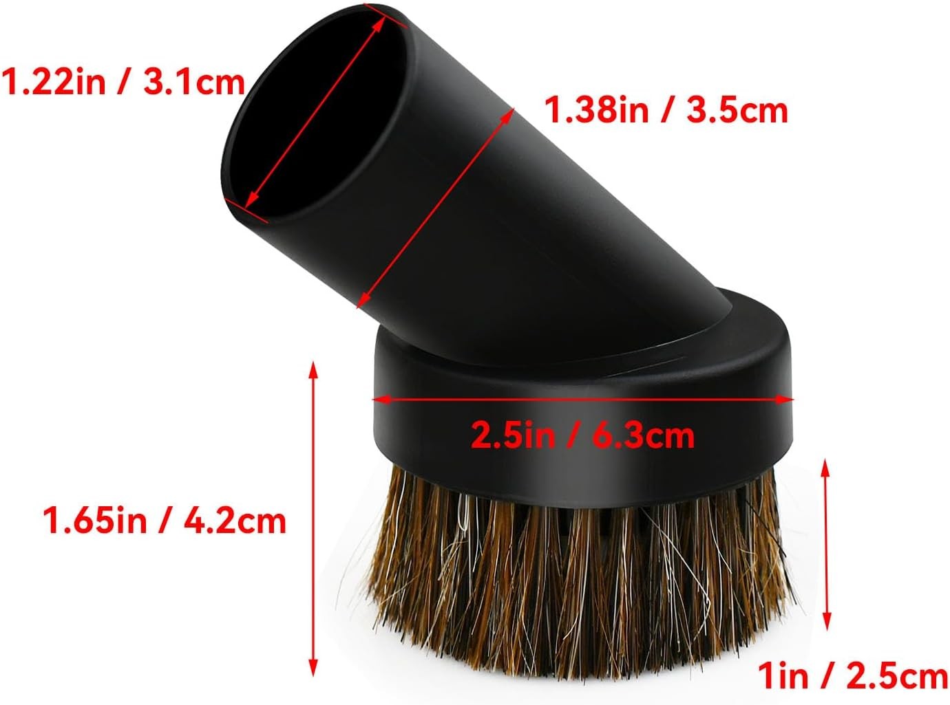 2x Vacuum Dust Brush Attachment 25mm Horse Hair Round Tool For 1.25in 32mm Hose