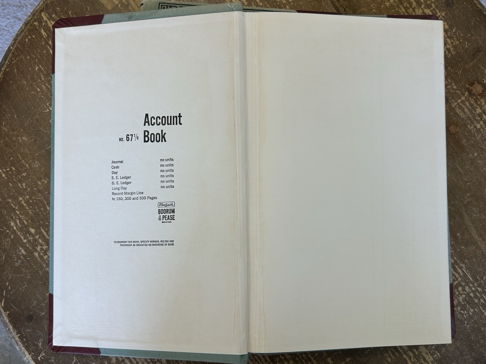 Unused Boorum & Pease 300 Page 67 1/8 Journal + Record Account Ledger Books