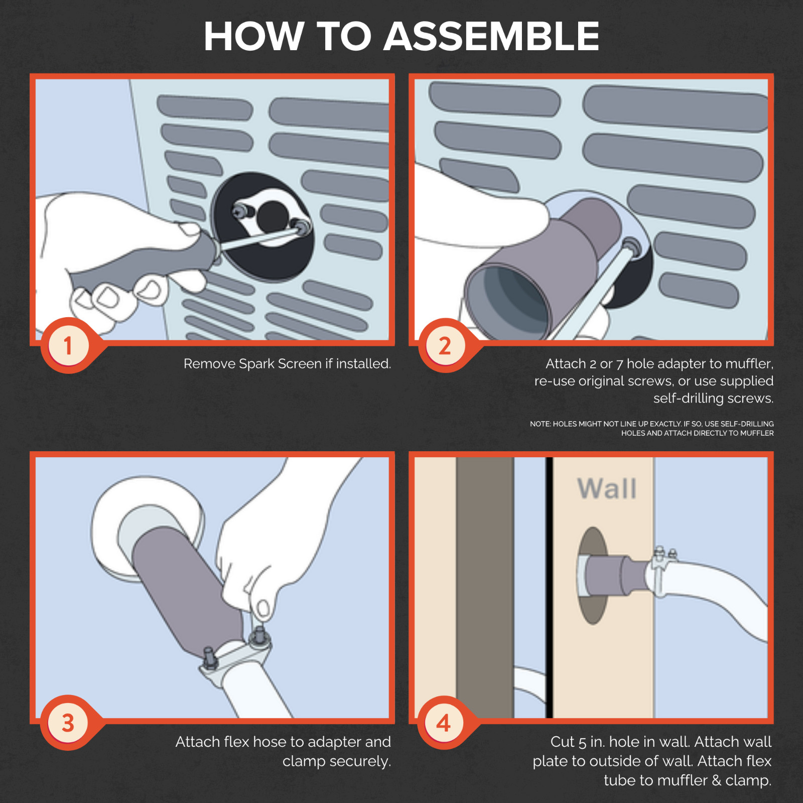 Generator Exhaust Extension Muffler w/Wall Mounting Kit – Universal Fit
