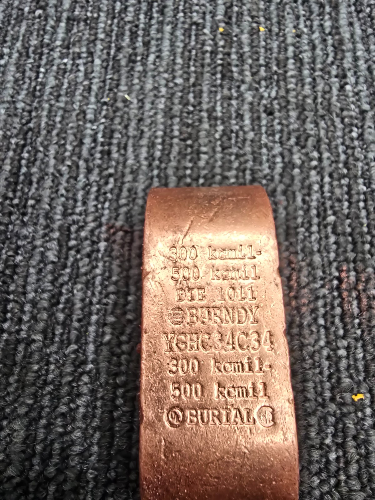 BURNDY YGHC34C34 Burndy Copper Compression C Connector 300-500 kcmil