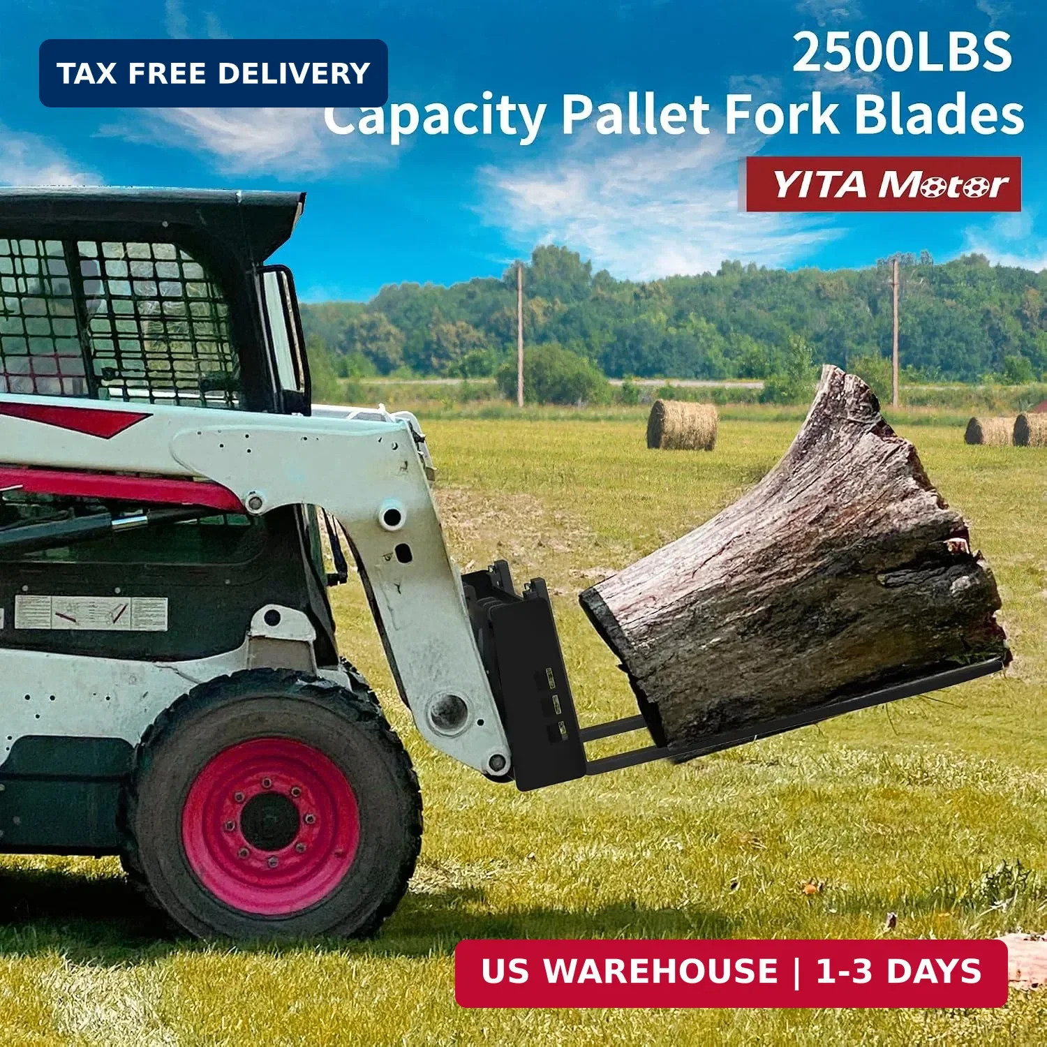 YITAMOTOR 42″ Pallet Forks Forklift Blades, 2500lbs Universal Skid Steer Pallet