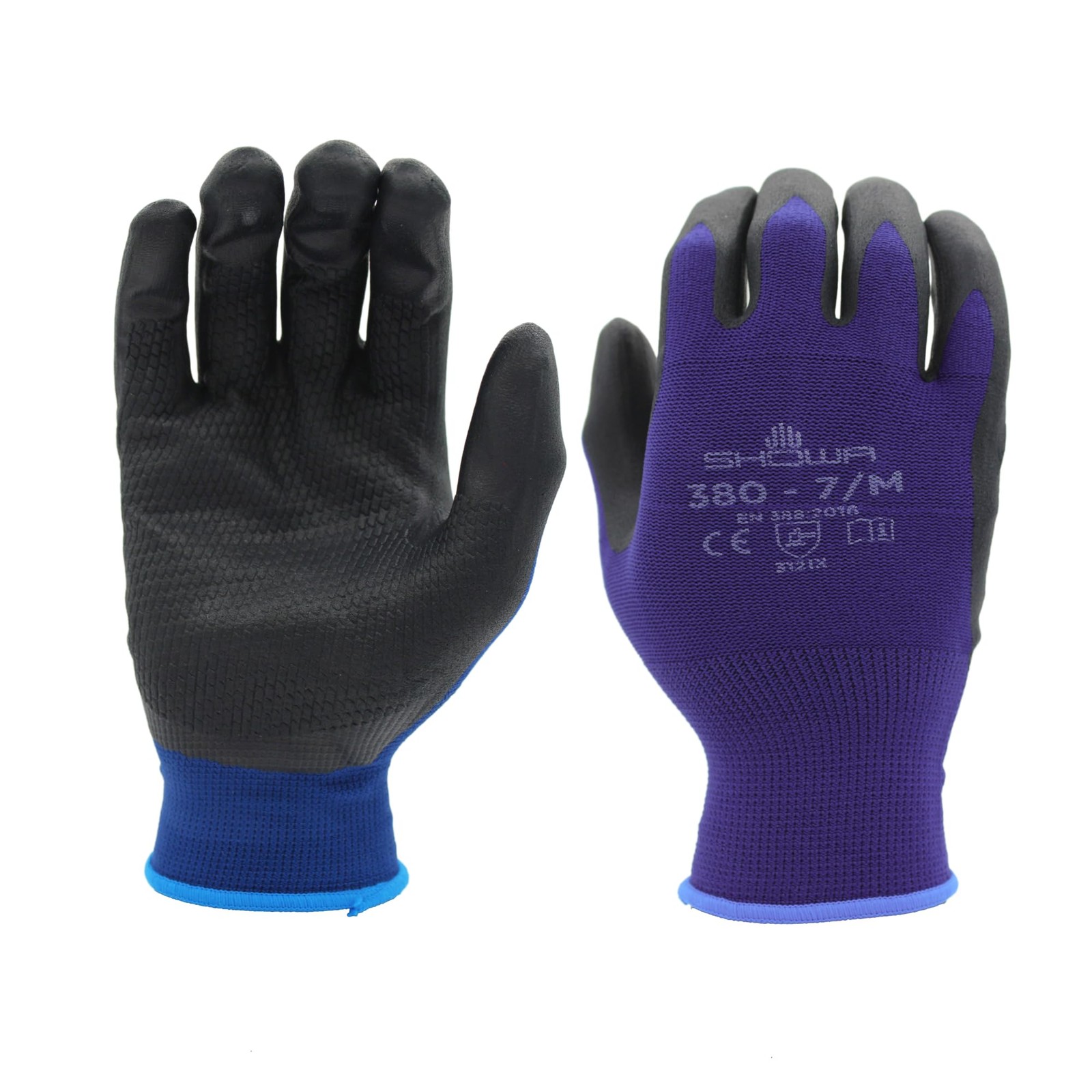 Foamed Nitrile Palm Coated Work Gloves, Nylon Liner, 13Gauge, Medium 12 Pairs