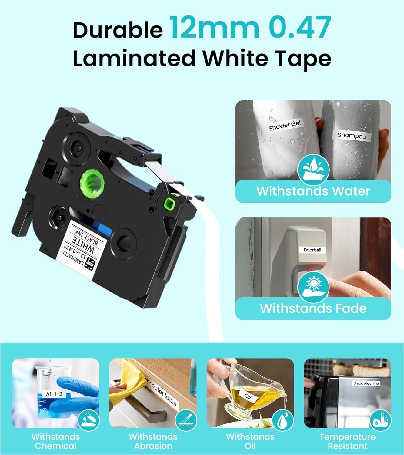 Label tape for Phomemo H1100 E1000 Label Maker for Brother 6-24 mm label tape