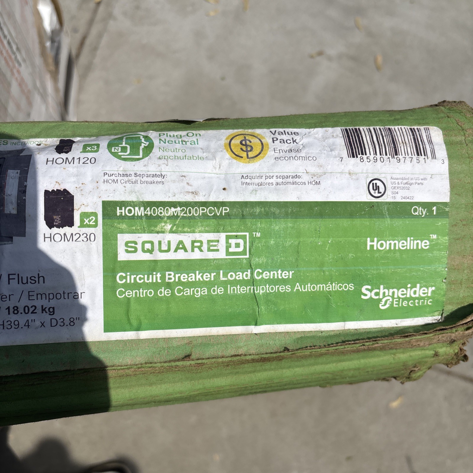 Square-D 200-Amp 40-Space 80-Circuit Indoor Main-Breaker Panel Box Load-Center