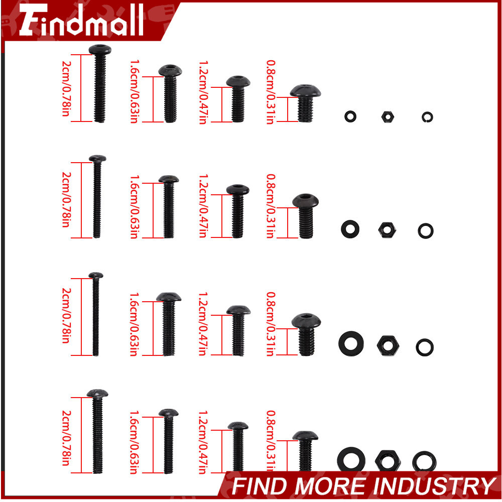 Findmall 1840pcs M2-M5 Alloy Steel Metric Hex Button Head Cap Bolts And Nuts Kit