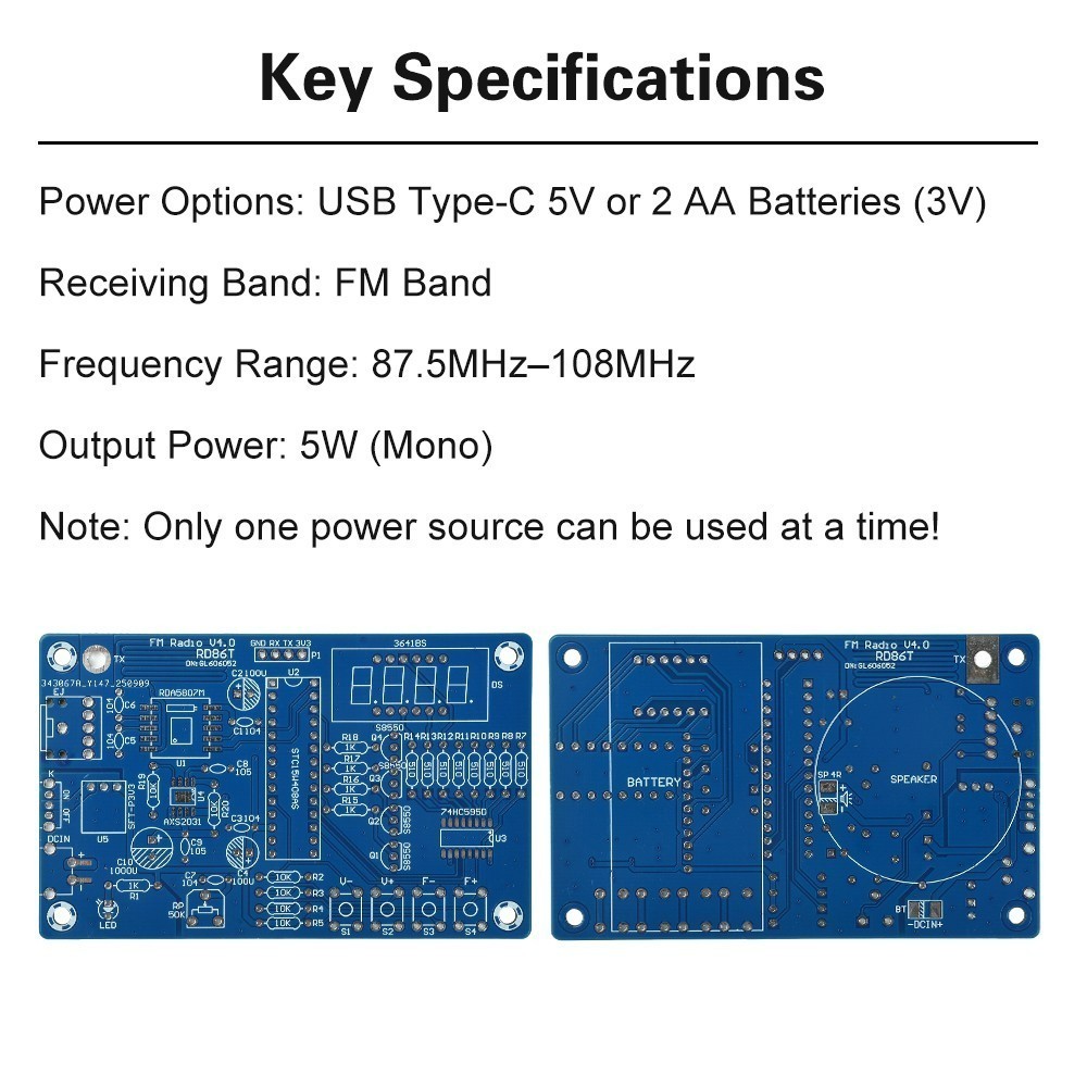 87.5-108MHz Digital FM Radio DIY Electronic Kits Soldering Practice Learning Kit