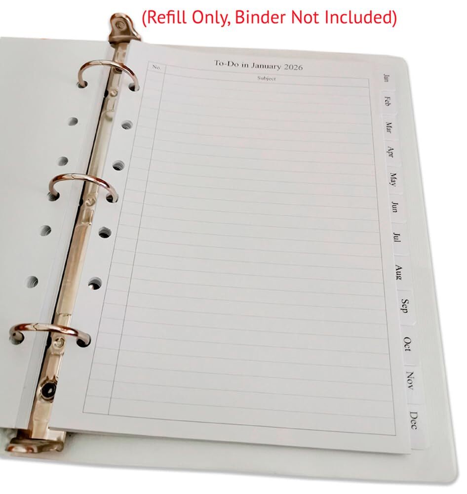 2025-2026 Monthly Planner Refills 5.5 x 8.5 Inch for 3 Ring or 7 Ring Binders
