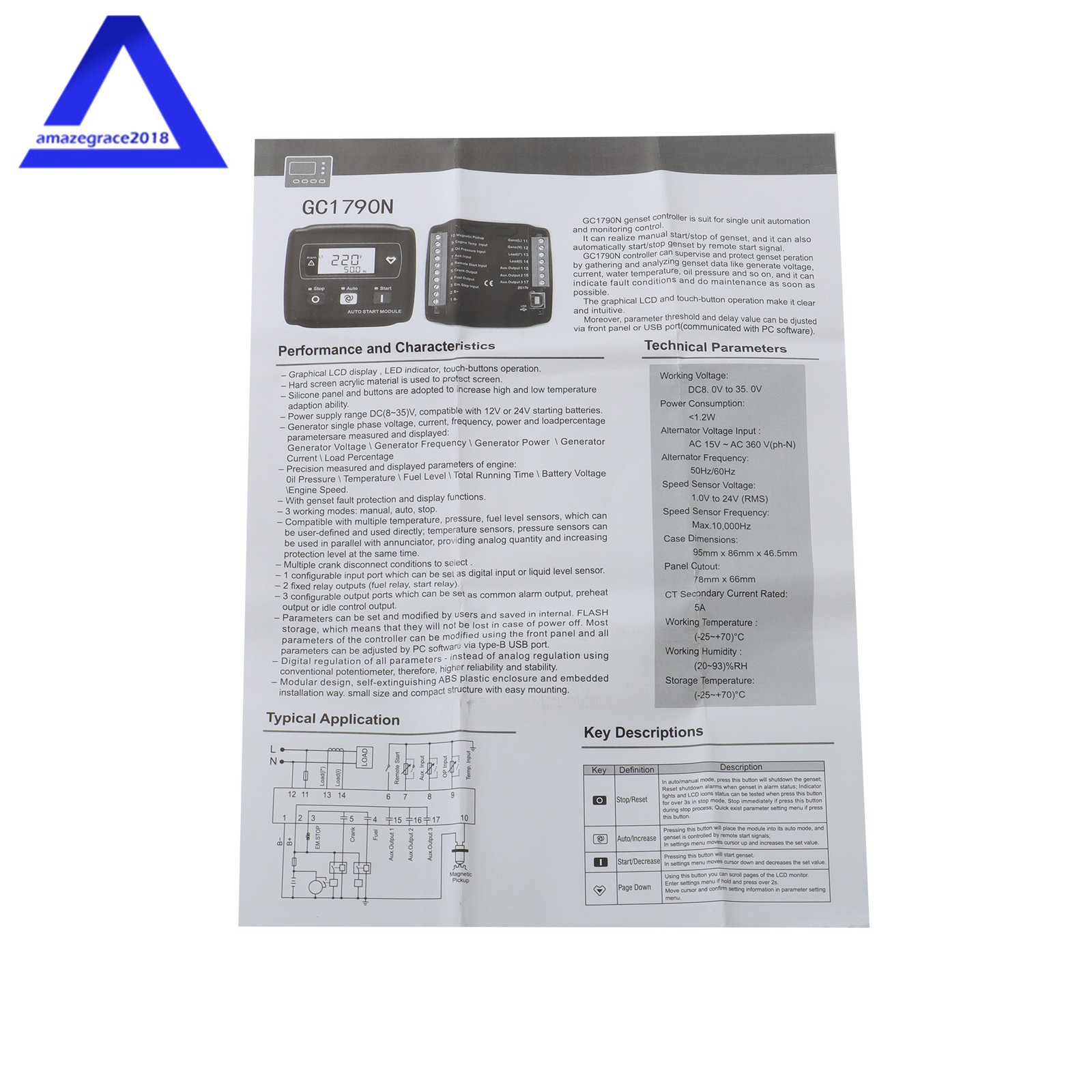 For SmartGen HGM1790N Genset Controller Generator Automatic Start Module AMF