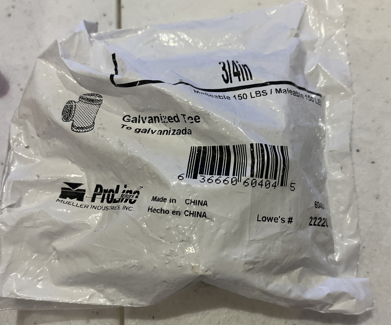 PRO LINE 3/4” Galvanized Tee #22220