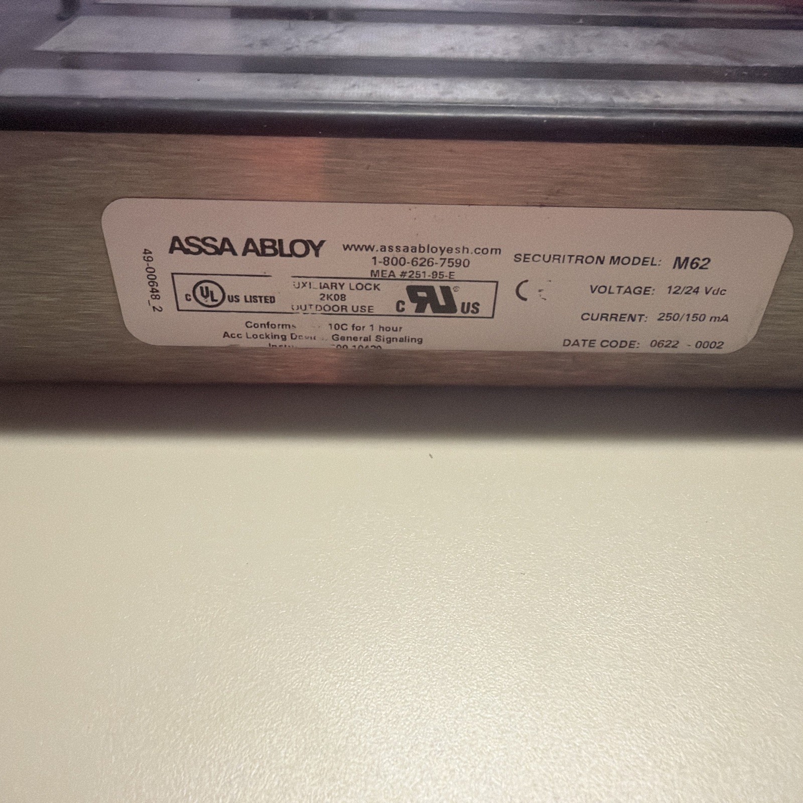 ASSA ABLOY Securitron M62 1200lb Magnetic Lock