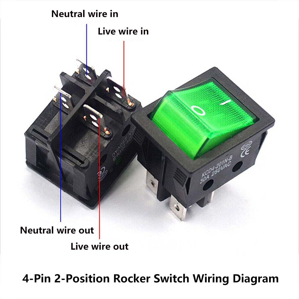 KCD4 Rectangular Boat Rocker Switch 25x31mm Rocker Power Switch ON-OFF AC 250V