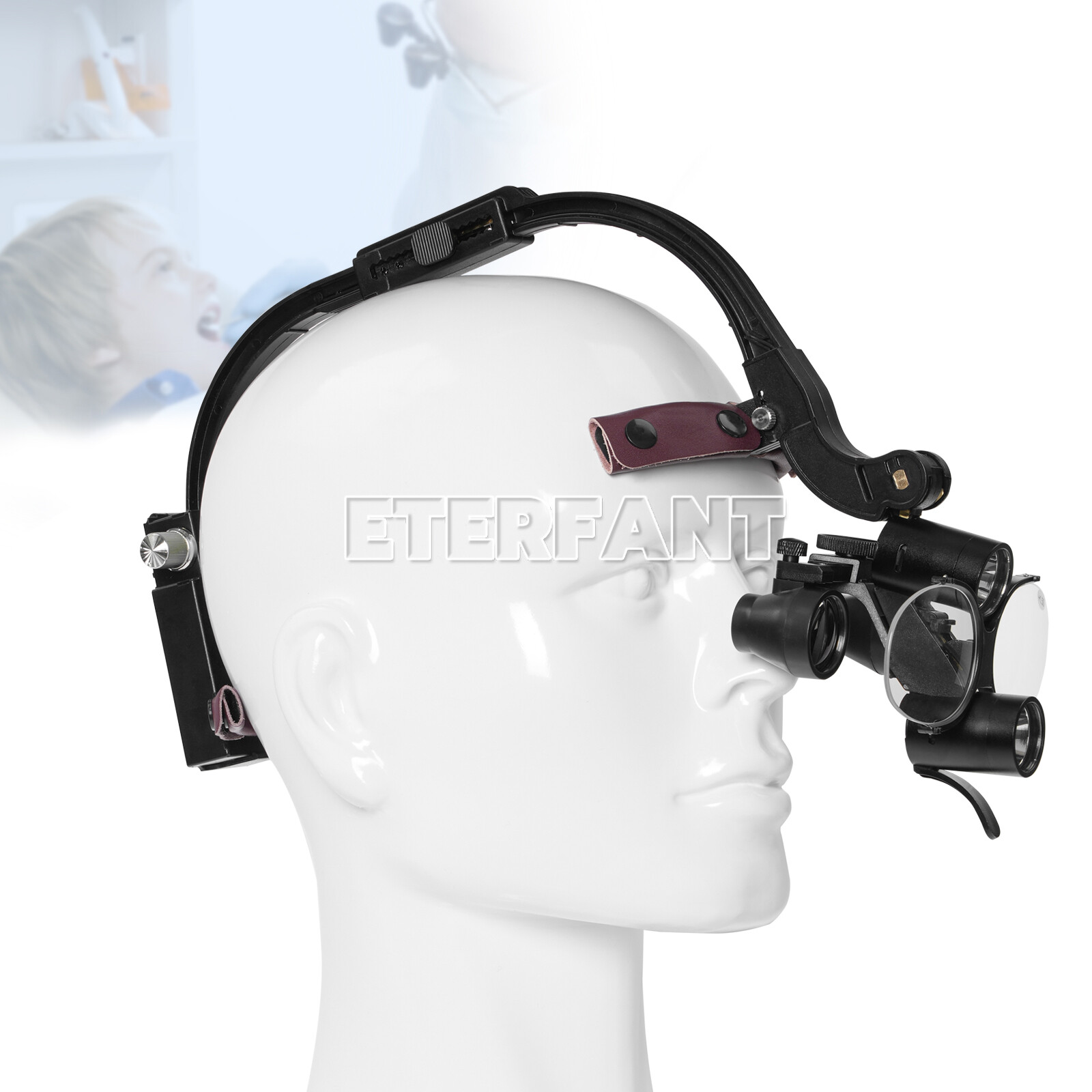 ETERFANT Dental 3.5X Surgical Headband Binocular Loupes+5W LED Head Light 2Leds