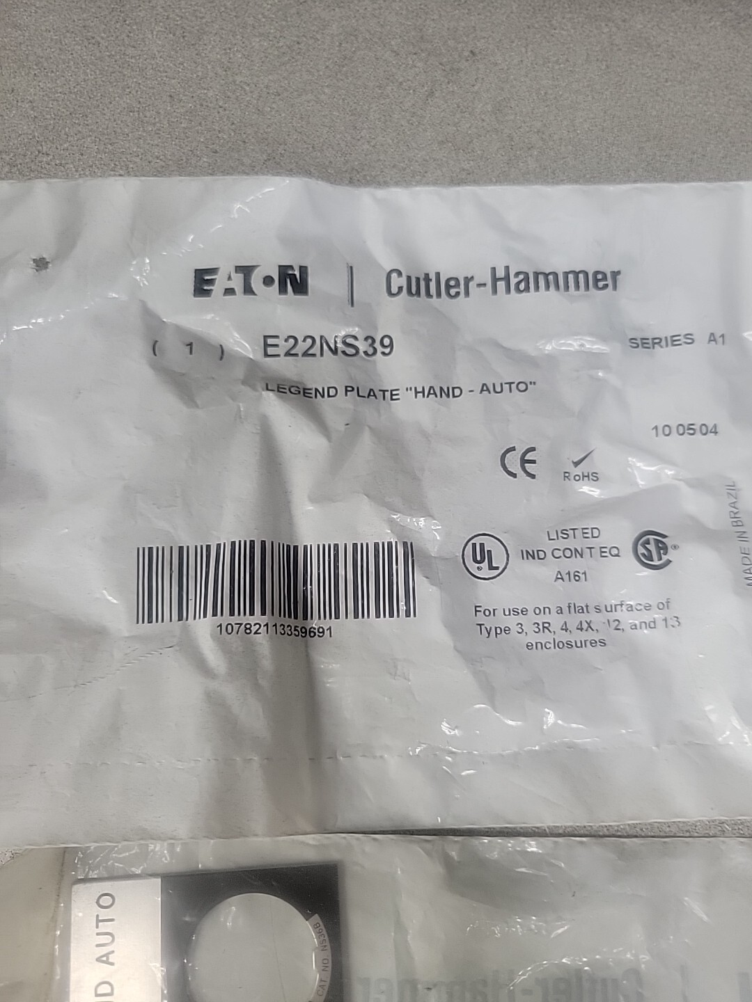 CUTLER HAMMER E22NS39 LEGEND PLATE «HAND-AUTO» SERIES A1 2PCS