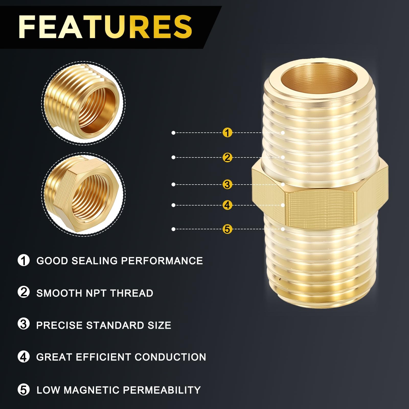 METALLIXITY 10PCS Brass 1/4″ Male NPT to NPT, Pipe Fittings
