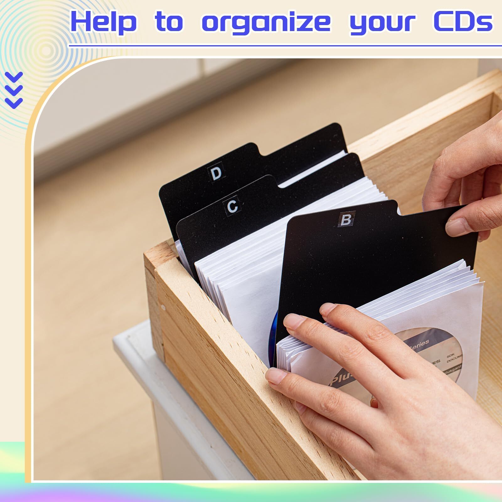 50 Pcs CD and DVD Dividers with Tabs 5 x 5.5 Inch Compact Black Comic Book Disc