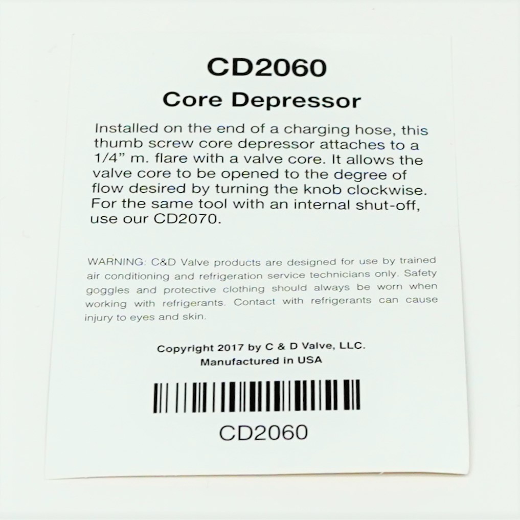 C&D Valve Large Thumb Screw Core Depressor, Coupler Attaches to 1/4″ Flare