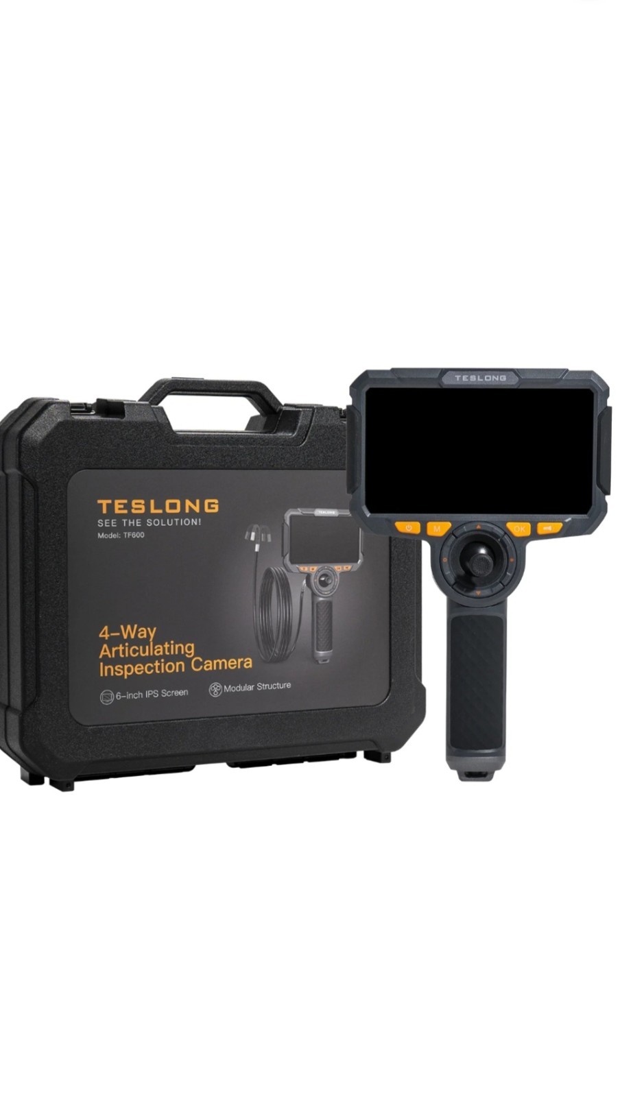 TESLONG TF600 4-Way Articulating Inspection Camera, 6in IPS LCD, Flexible