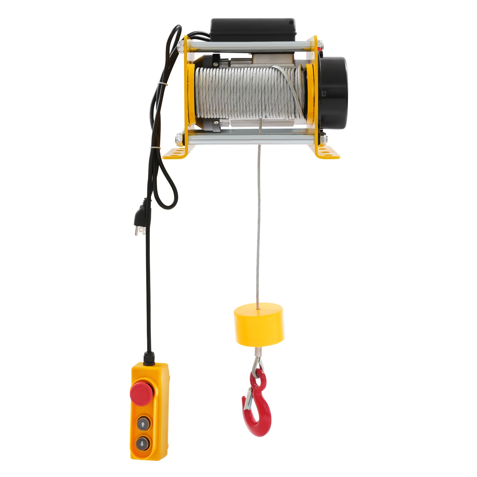Electric Hoist Winch 881LBS for Lifting or Towing, Wire Rope 30m, Yellow, 1000W