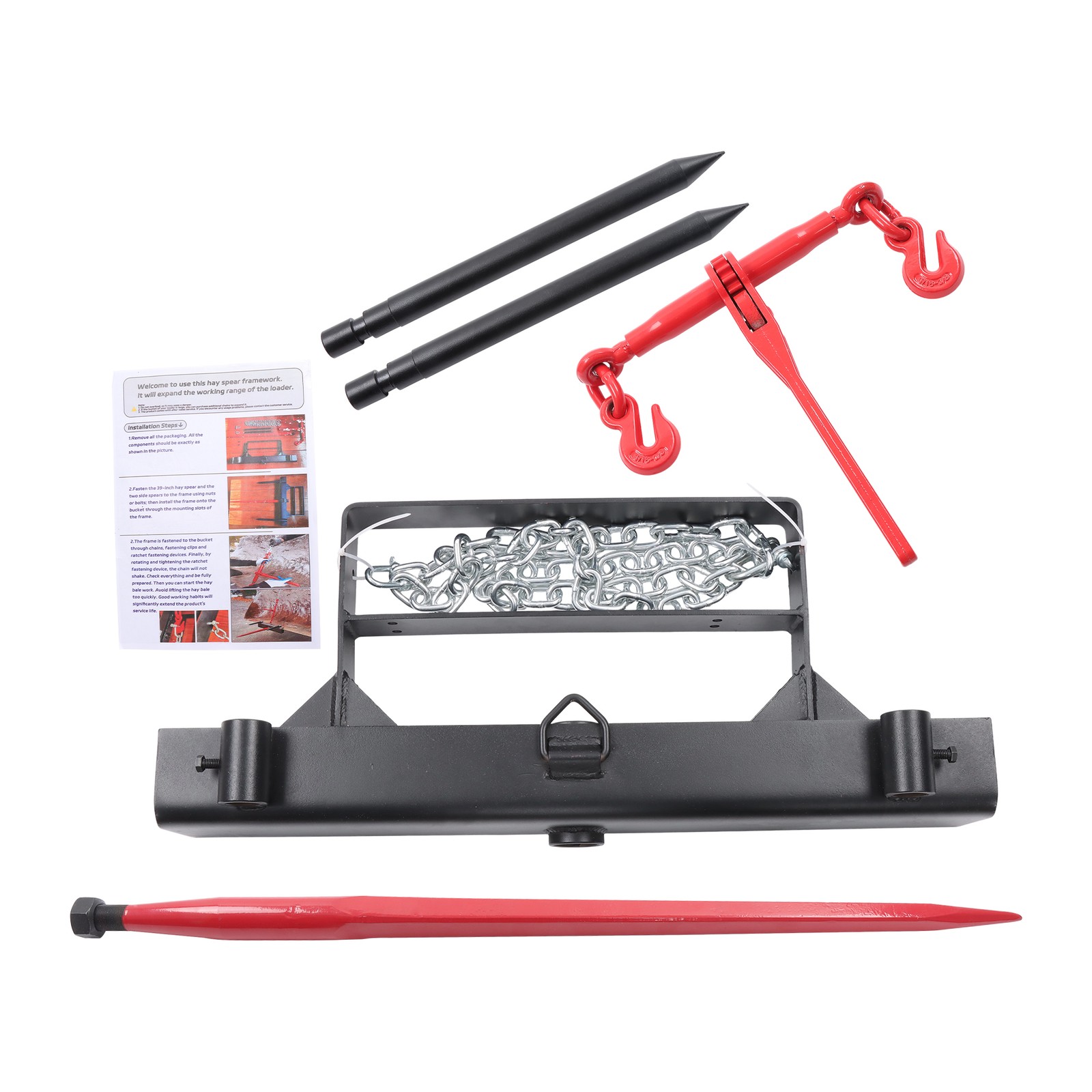39 In. Hay Spear Bale Spears 1600 Lbs. Loading Capacity Skid Steer