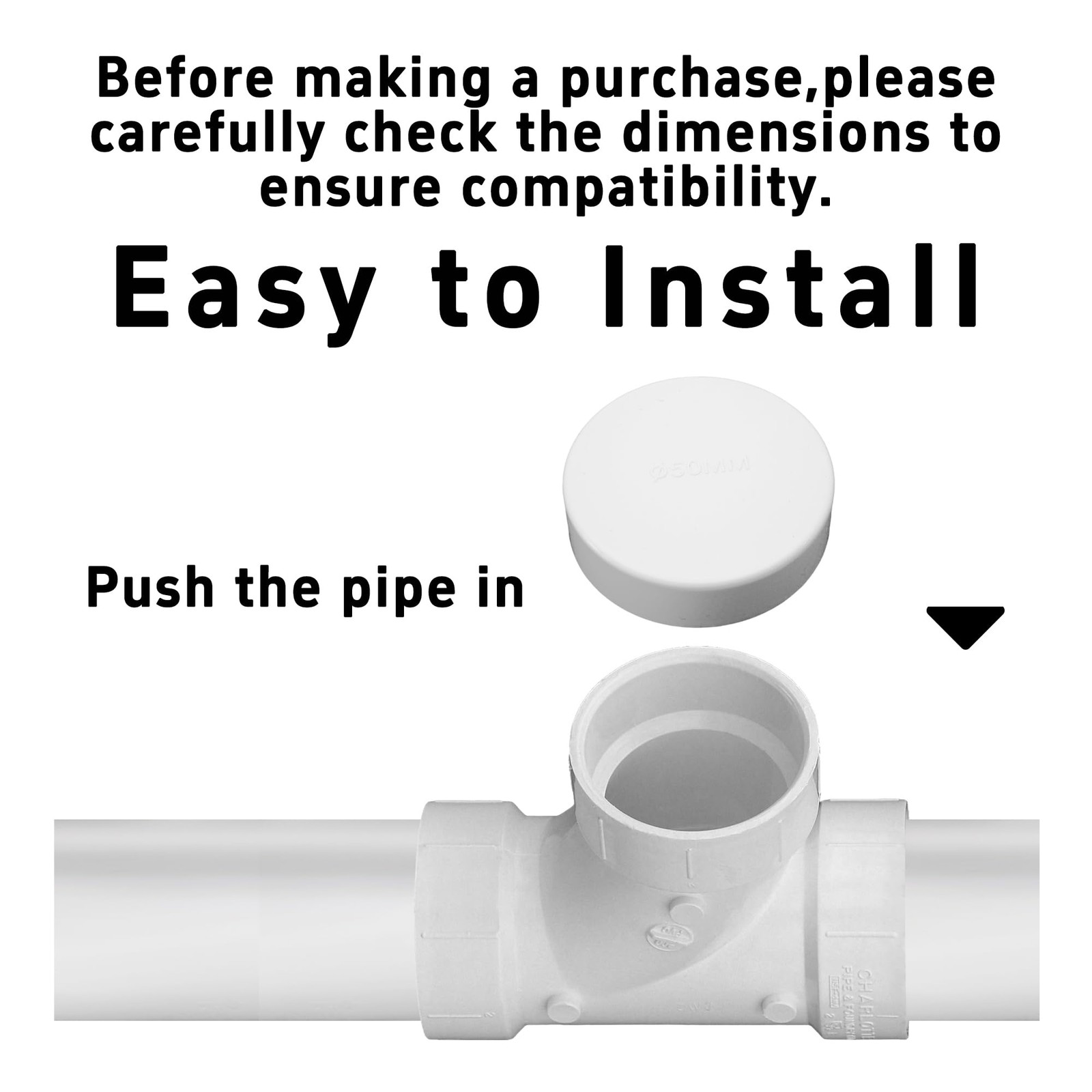 Klyeola 6Pcs 2 Inch White PVC Pipe End Cap Plug, Furniture Grade