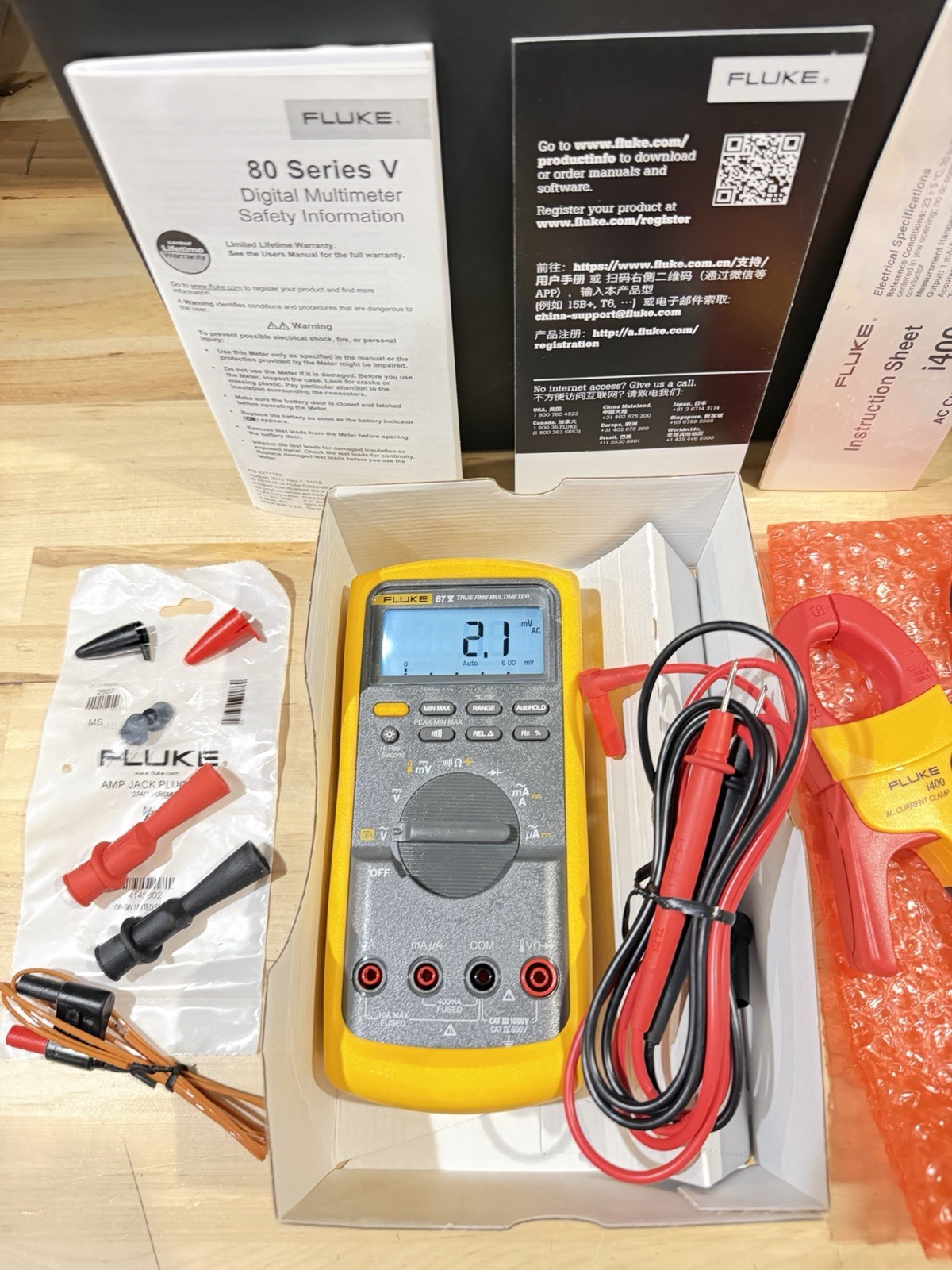 FLUKE 87V/IMSK INDUSTRIAL MULTIMETER SERVICE KIT W/ i400 AC CURRENT CLAMP