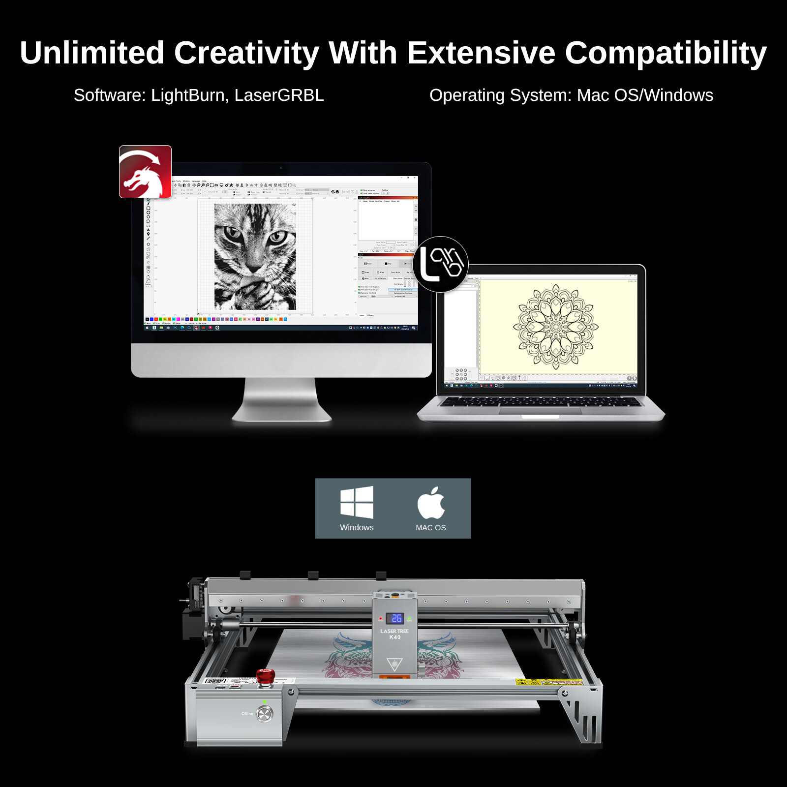 40W Laser Engraver, Laser Cutter and Engraver Machine for DIY Laser Engraving