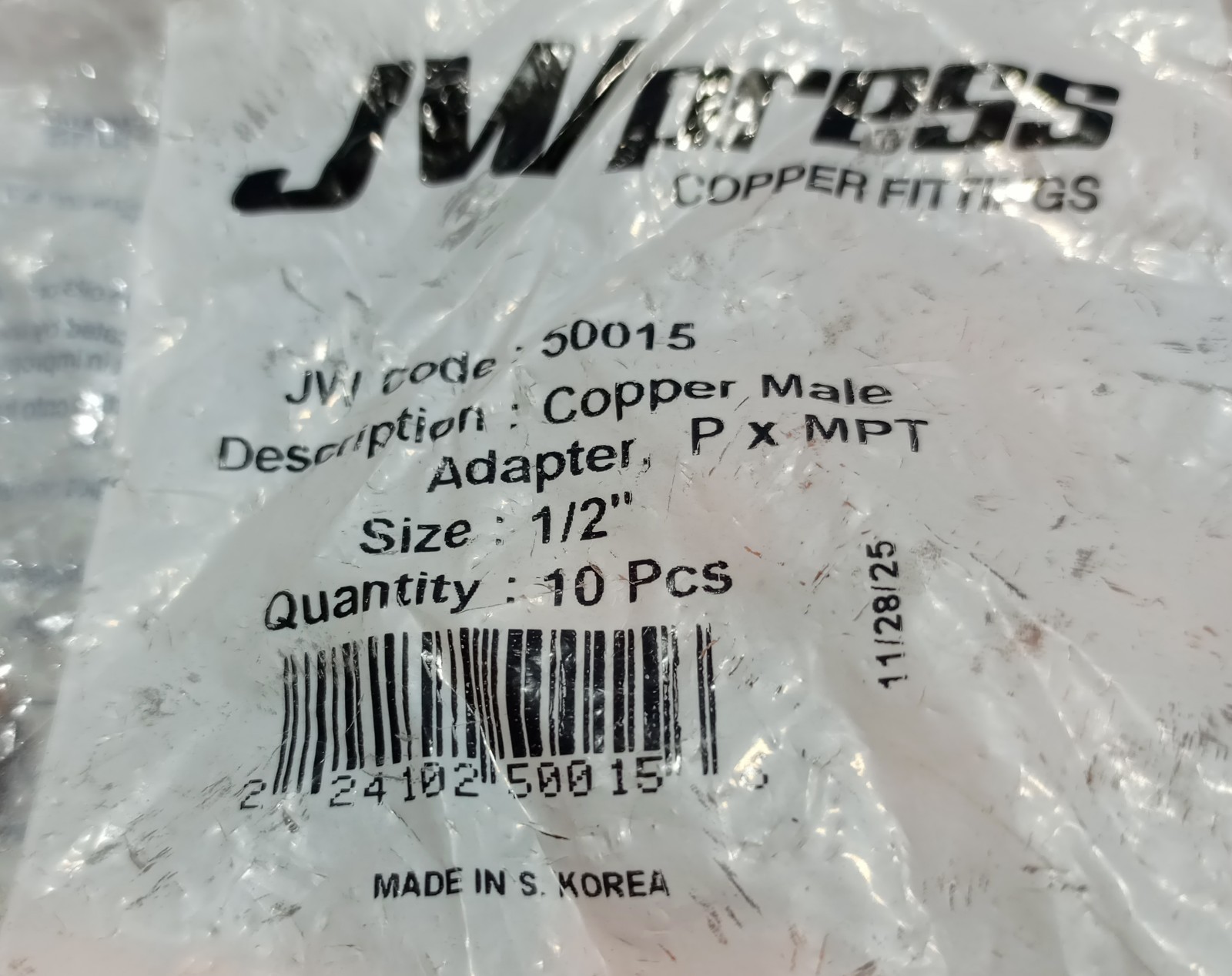 Lot Of 20 JW Press 50015 Copper Male Adapter 1/2″
