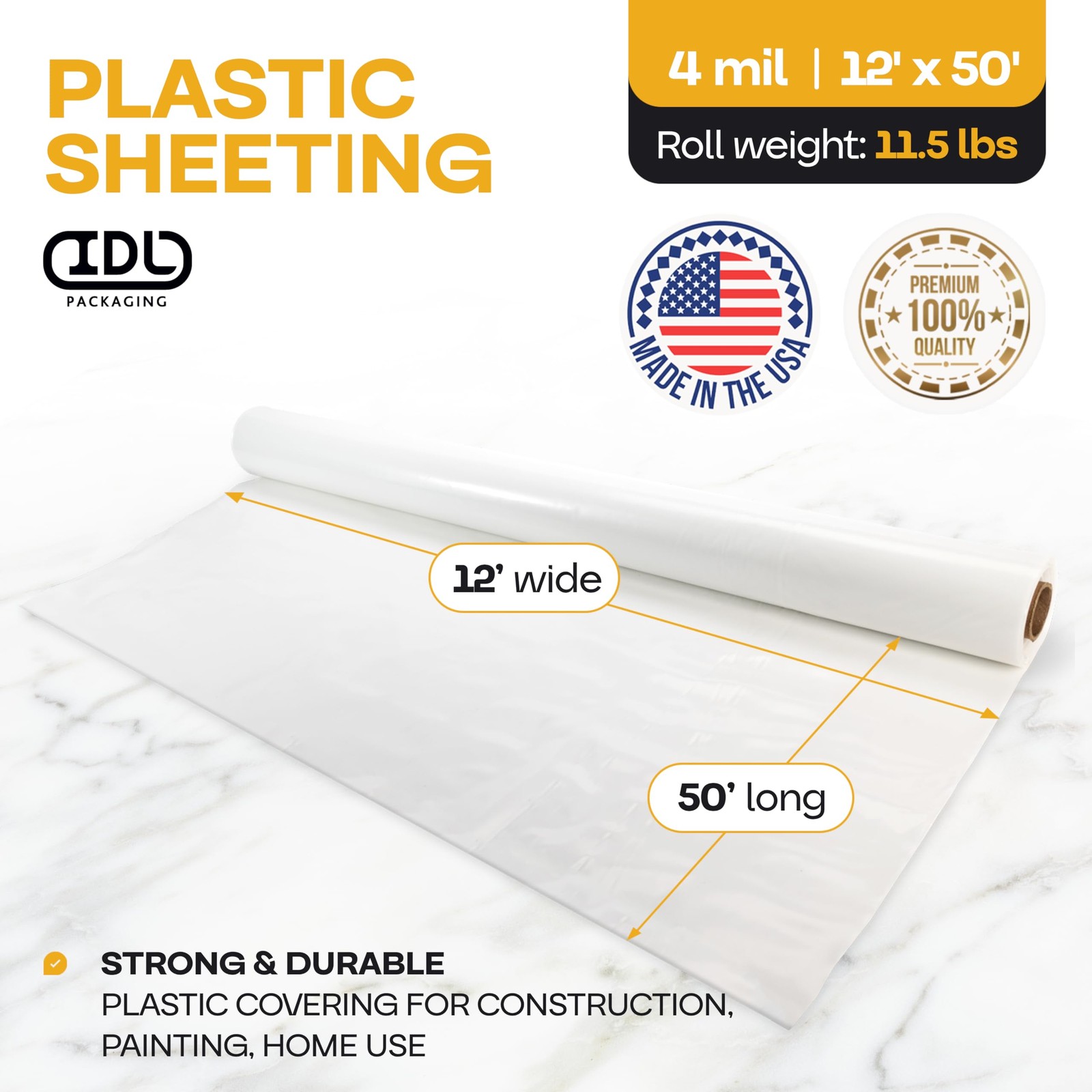 Sheeting 4 Mil 12 X 50 600 Sq. Ft. – – For Furniture And