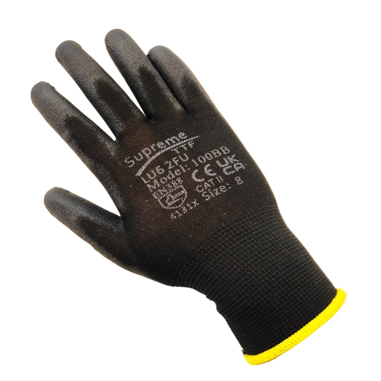 12 Pairs PU Coated Black Safety Work Gloves Glove Garden Grip Builders Gardening