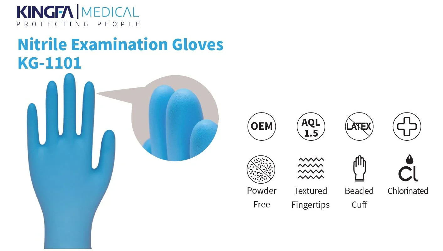 KingFa Medical Nitrile Gloves ASTM D6319-19 Powder Free 200pc, 500pc, 1000pc