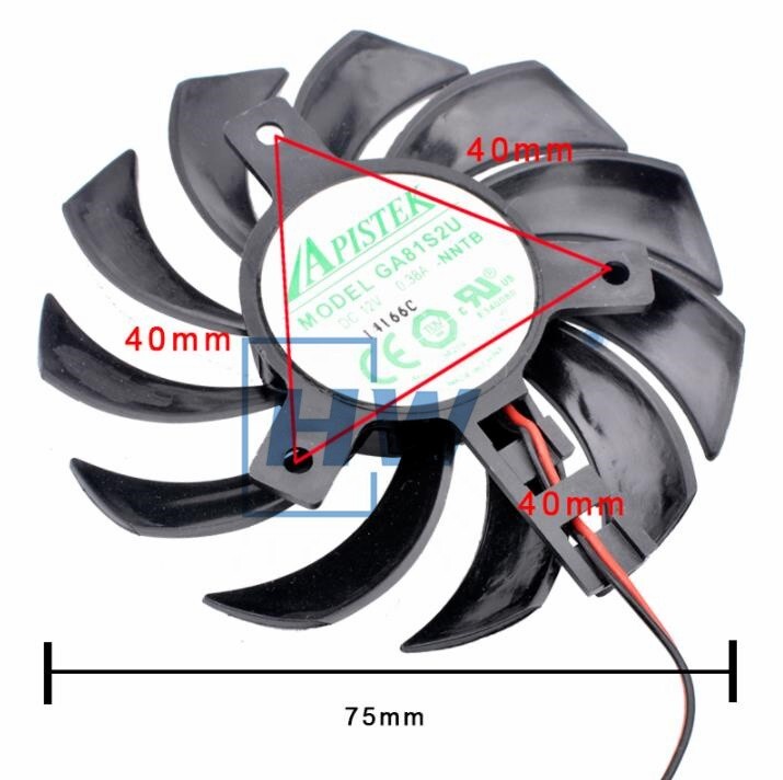 1PC NEW EVEA Onda APISTEK GA81S2U-NNTB DC12V 0.38A 75mm Graphics Card Fan