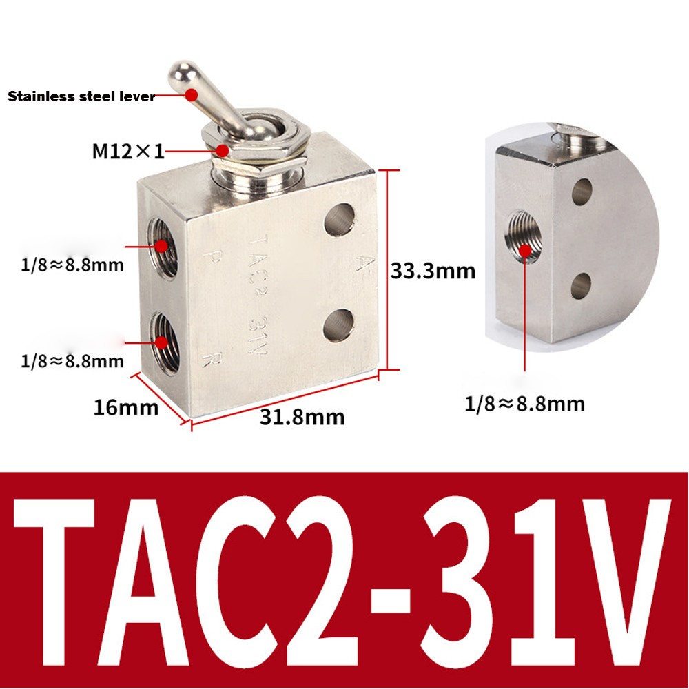 2PACK TAC2 31V TAC2-31V 1/8″ Air Pneumatic 2 Position 3 Way Switch Knob Valve
