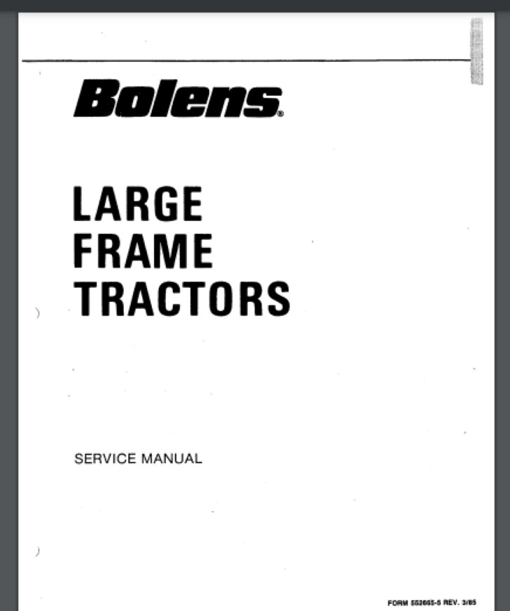 Bolens HT23 23 H.P. Garden Tractor Service Manual 2389 Large Frame 108 Pages