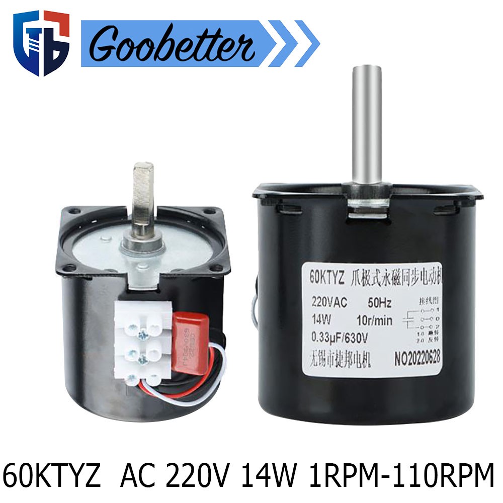 60KTYZ Synchronous Gear Motor Permanent Magnet AC 220V 14W Reducer 1RPM-110RPM