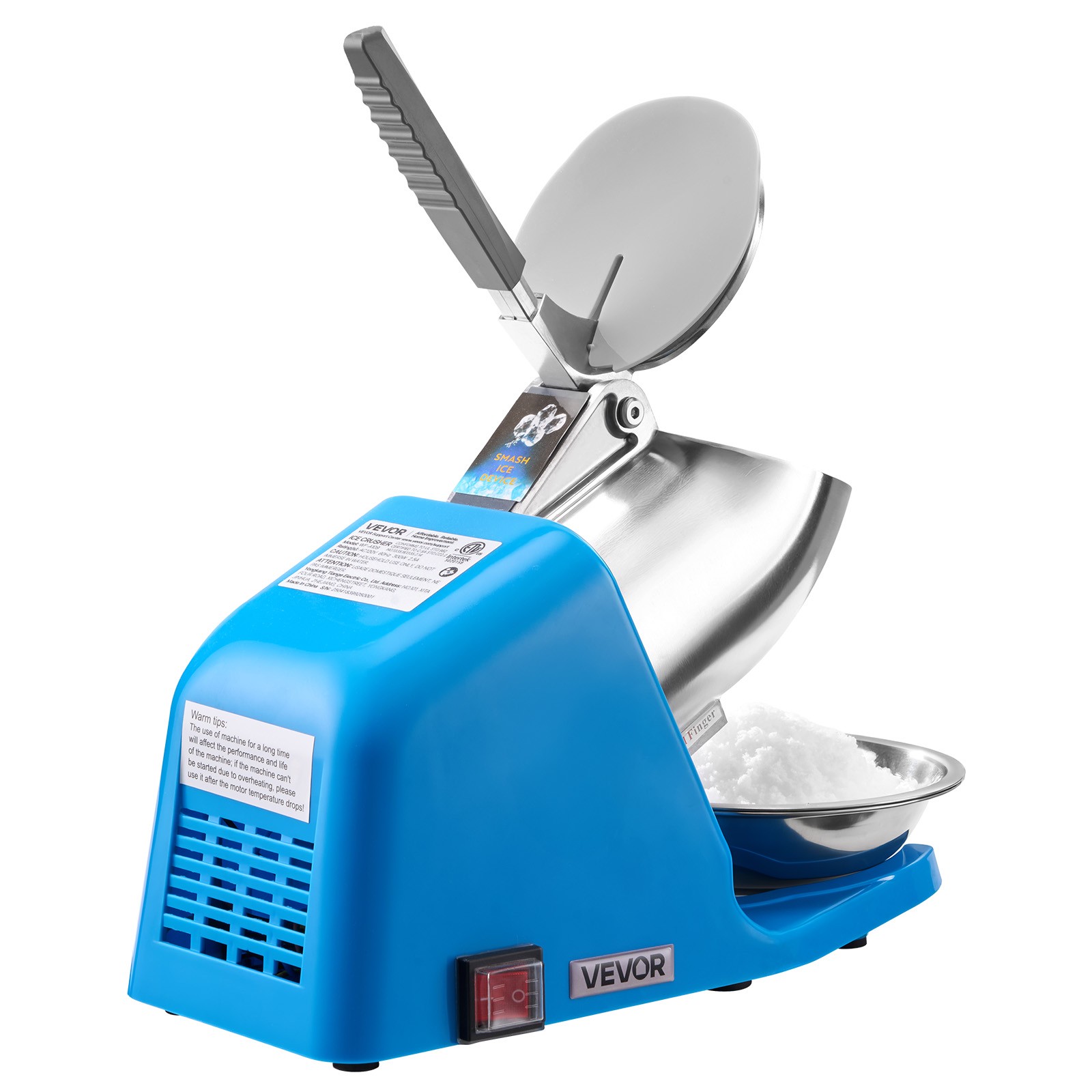 VEVOR Commercial Ice Crusher 286LBS/H Electric Snow Cone Maker Shaved Ice Blue