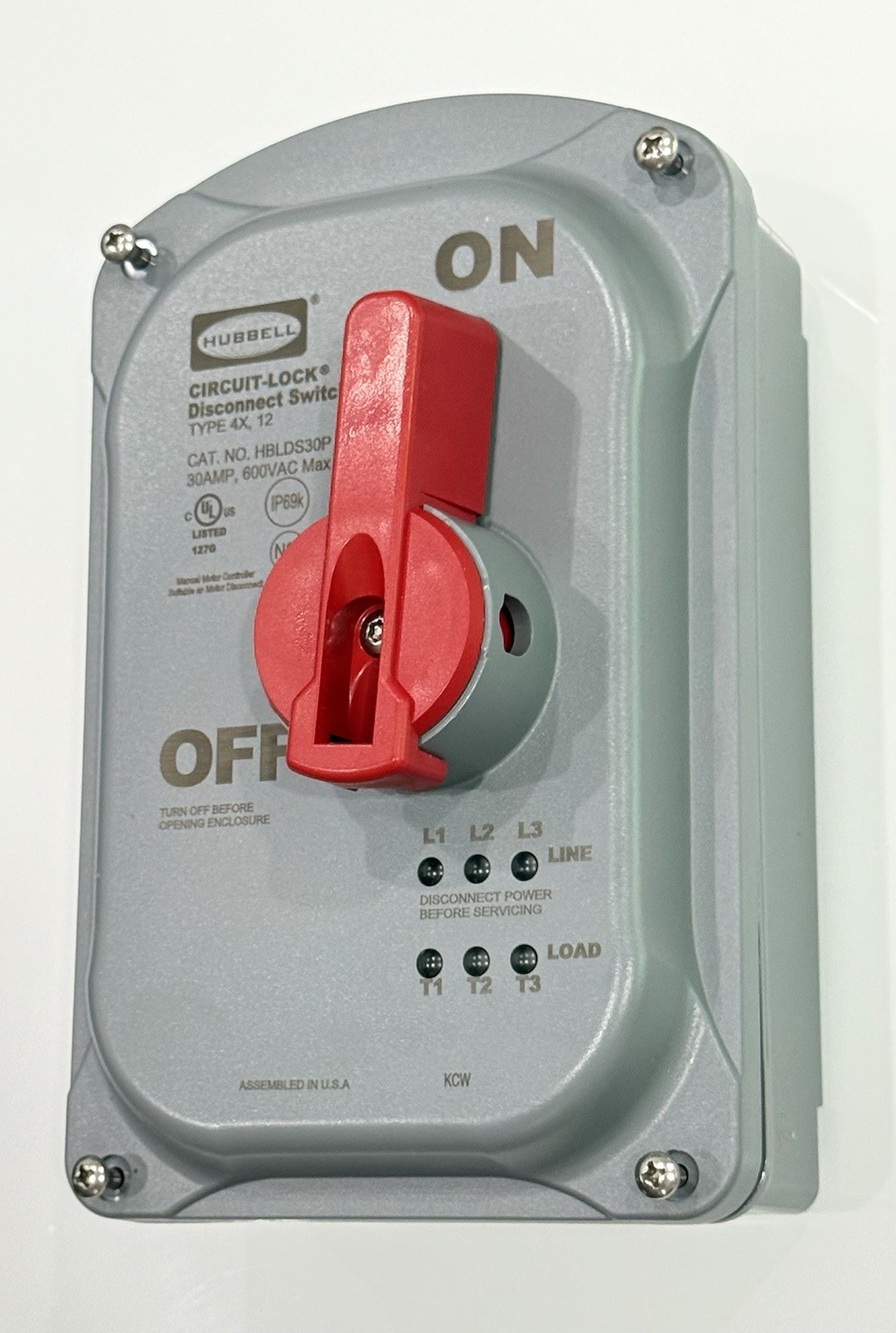 HUBBELL WIRING DEVICE-KELLEMS HBLDS30P NON-FUSIBLE DISCONNECT SWITCH , 30 A,