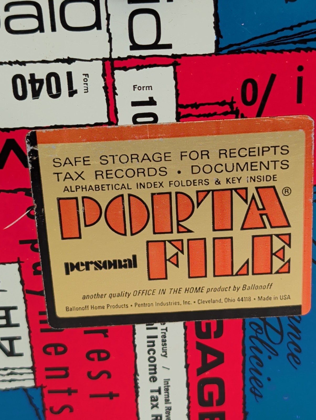 Vintage Porta File Personal Vertical File Box 1970s Red White Blue Ballonoff