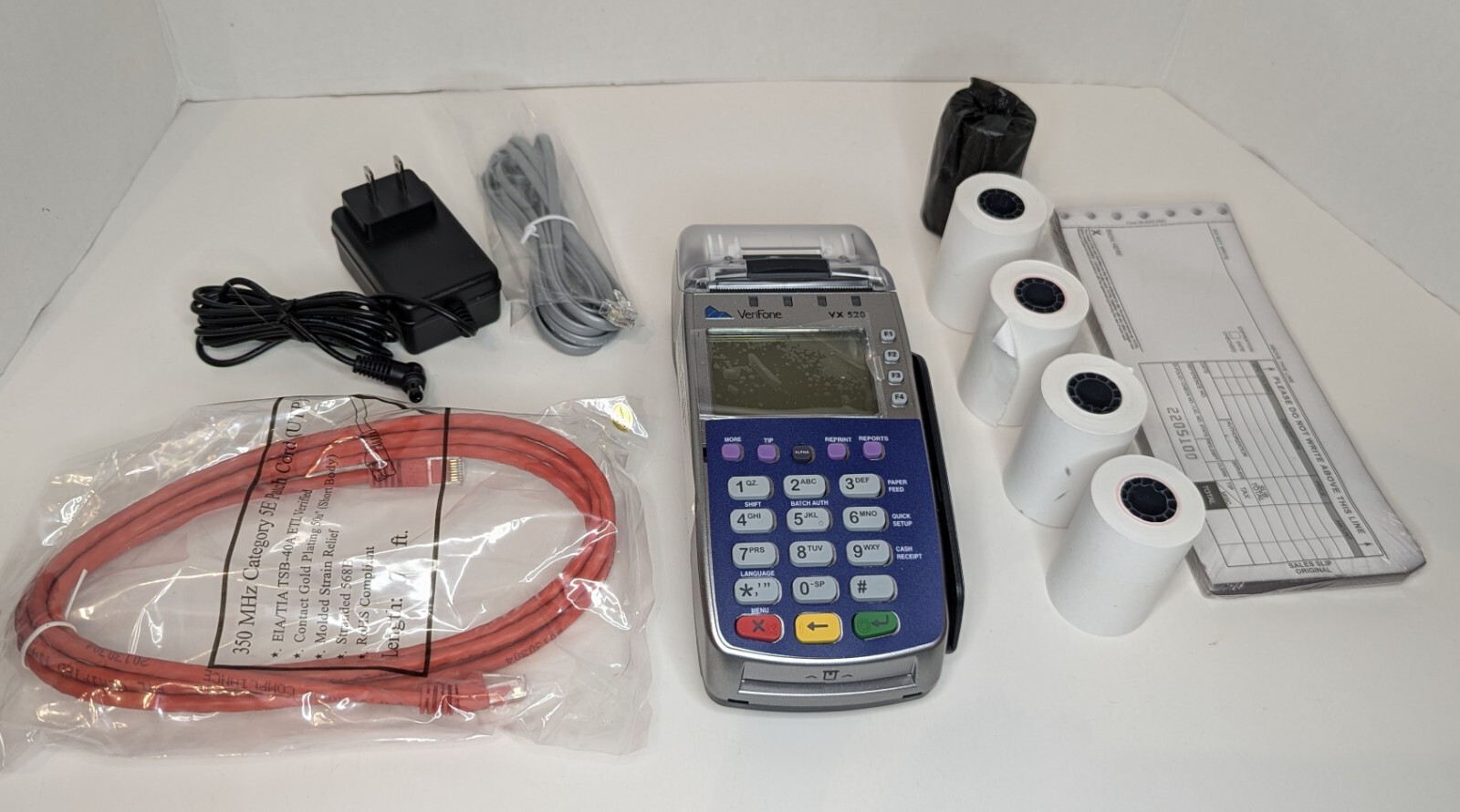 VeriFone VX520 Credit Card POS Terminal Dial ETH Power Card Chip Reader